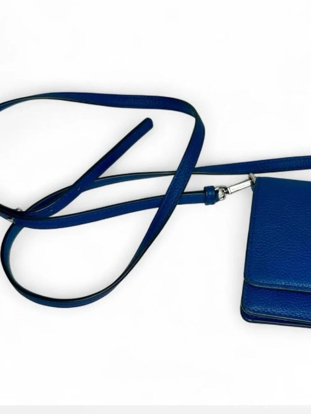Michael Kors Mott Pebble Leather Convertible Smartphone Crossbody Wallet Blue